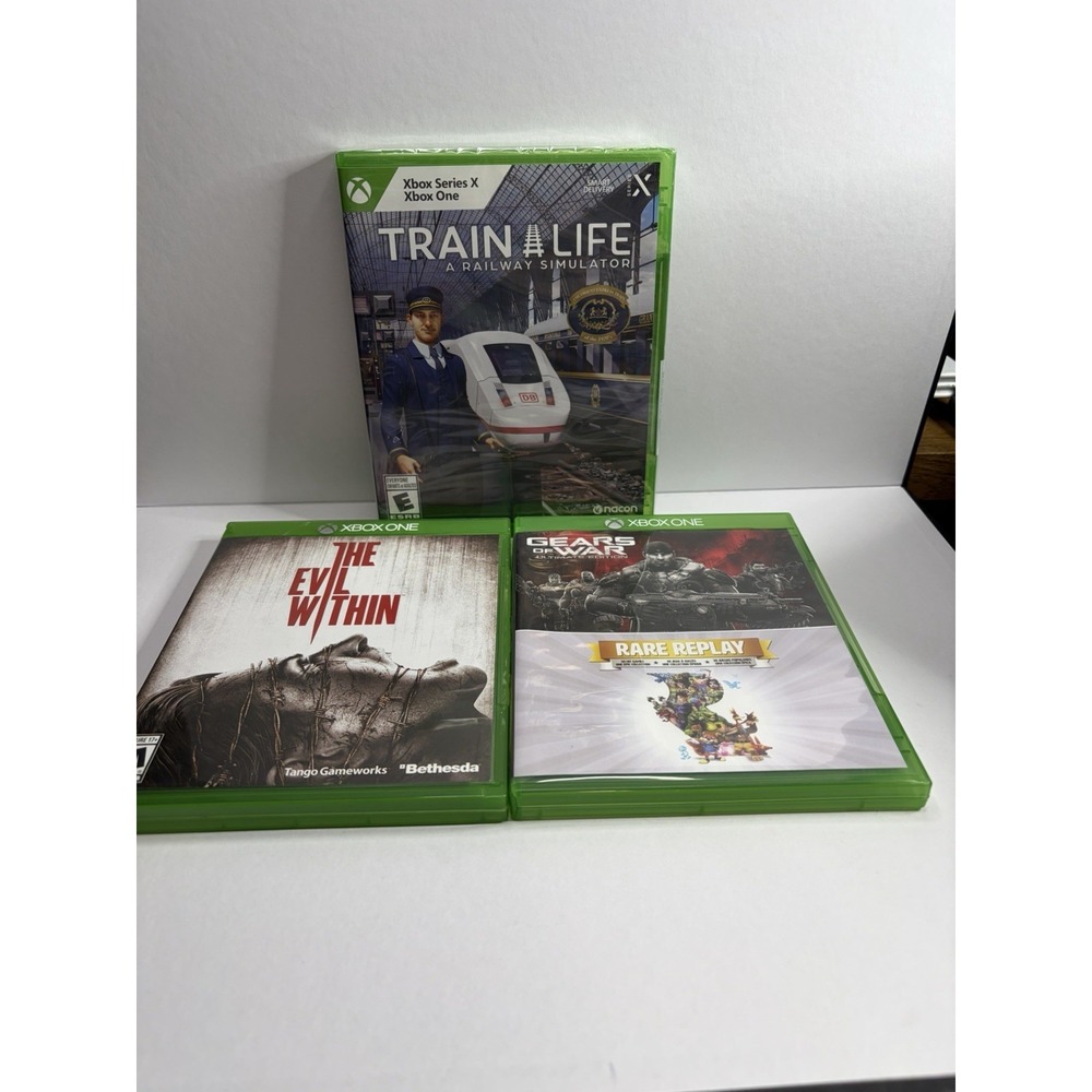 Microsoft Xbox One Game Lot Train Life Gears of War Rare Replay The Evil Within